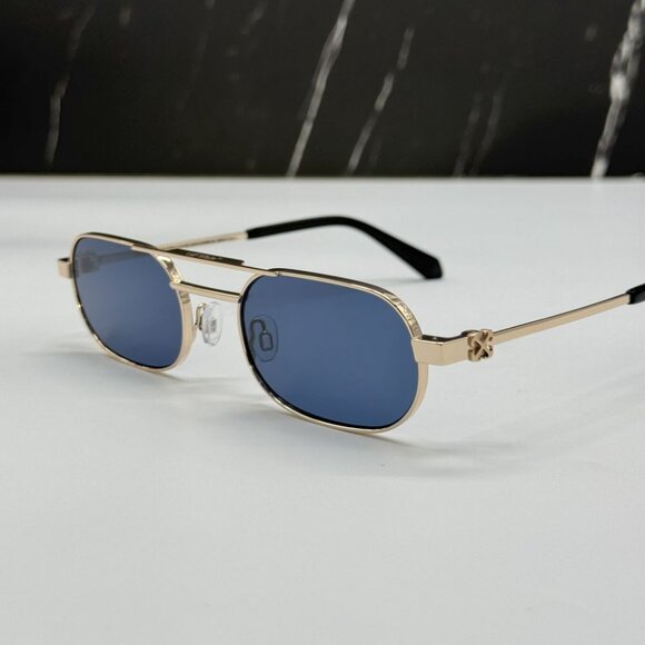 NEW OFF-WHITE OERI123 VAIDEN 7645 SUNGLASSES OVAL GOLD BLUE WOMEN EYEWEAR main image 8